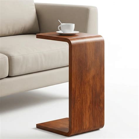 Amazon.com: CHSSIH C Shaped End Table for Couch - Wooden Sofa Side ...
