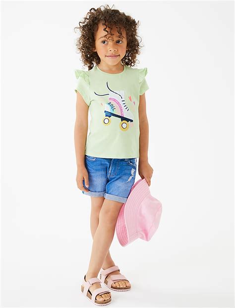 Buy Pure Cotton Rollerskate Sequin T-Shirt at Marks & Spencer