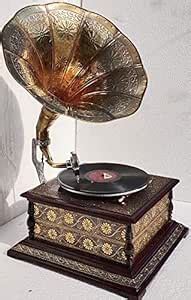 Gramophone Player Original Gramophone Record Player Working with Hand ...