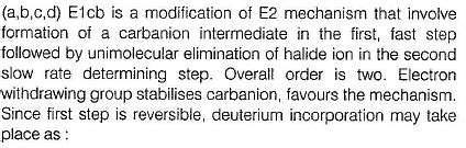 What is (are) true about E1cb reaction?a)The overall order of reaction ...