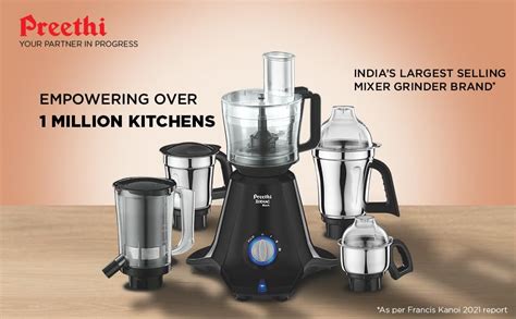 Buy Preethi Zodiac Black Mixer Grinder+Food Processor I 750 Watt I 2yr ...
