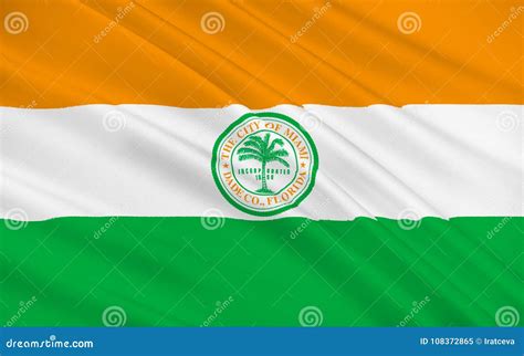 Flag of Miami City in Florida, USA Stock Illustration - Illustration of ...