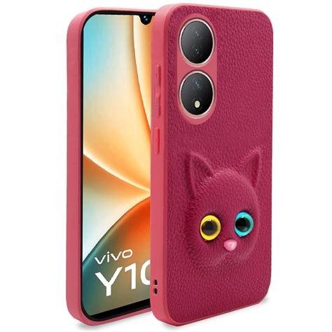 Pikkme Vivo Y100 Back Cover for Girls | Cute Cat Leather Finish | Soft ...