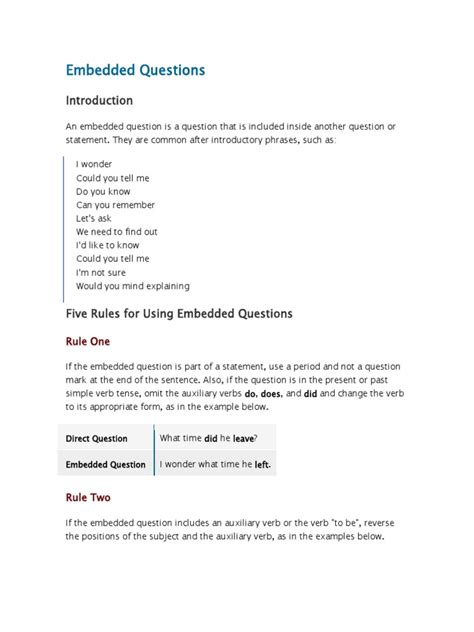 Image result for Embedded Questions