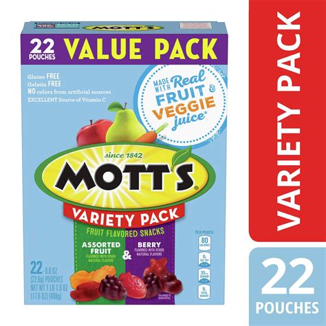 Mott's Fruit Flavored Snacks, Variety Value Pack, Gluten Free, 22 ct ...