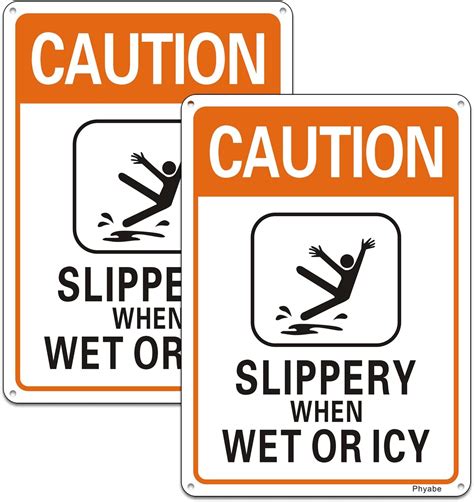 Amazon.com: Phyabe 2 Pack Caution Slippery When Wet or Icy Sign, 7” x ...
