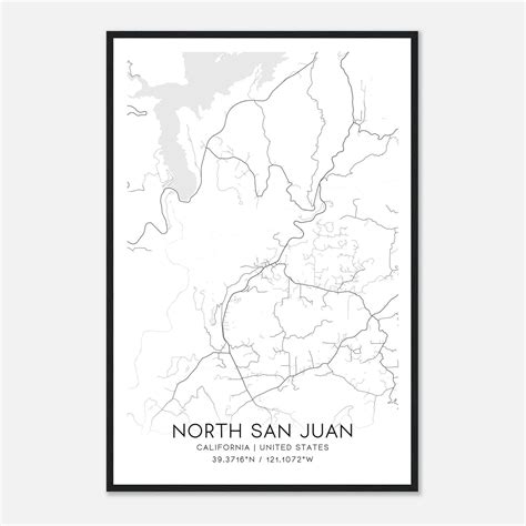 North San Juan California Map Poster, Modern Home Decor Wall Art Print ...