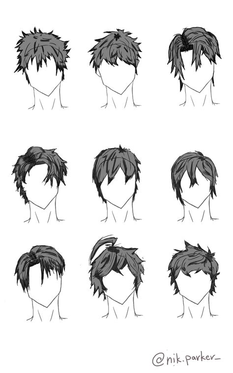Male anime hair | Boy hair drawing, How to draw anime hair, Manga hair