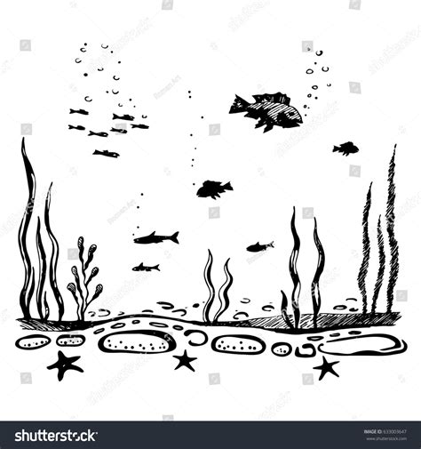 Ocean Floor Clipart Black And White