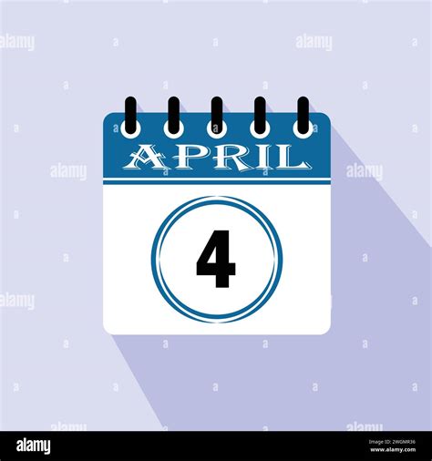Icon calendar day - 4 April. 4th days of the month, vector illustration ...