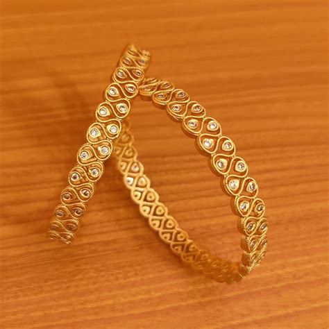 MATT LOOK GOLD PLATED CZ BANGLES – Sanvi Jewels