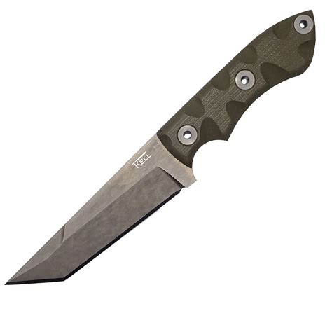 T.Kell Knives - TntoODGrnGG - Tanto - Fixed Blade Knife - 80CRV2 Nickle ...