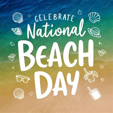 Celebrate Happy National Beach Day Typhography Text Design | Premium AI ...
