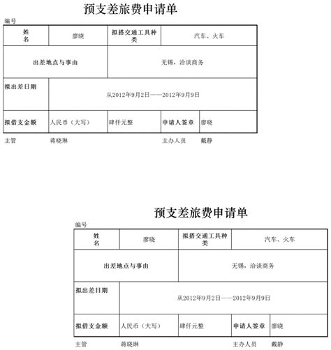 预支差旅费申请单Excel模板_预支差旅费申请单Excel模板下载_财务会计 > 其他-脚步网