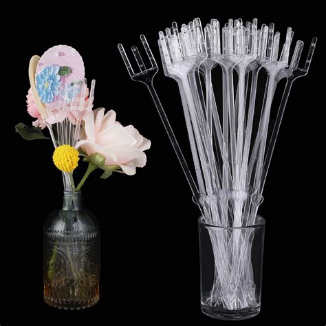 Amazon.com: 25 PCS Plastic Flower Card Holder Stick 9.4 Inch Flower ...