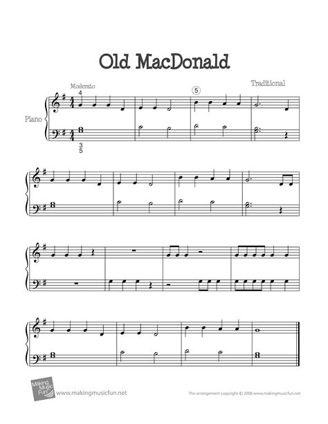 Kid songs-Old MacDonald Sheet Music pdf, (童謡) - Free Score Download ★