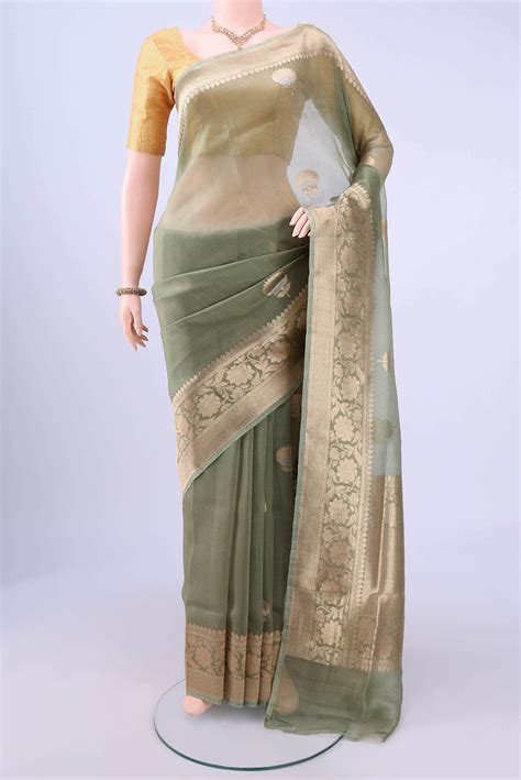 Sage Green Organza Silk Saree – Nalli Silk Sarees Pvt Ltd