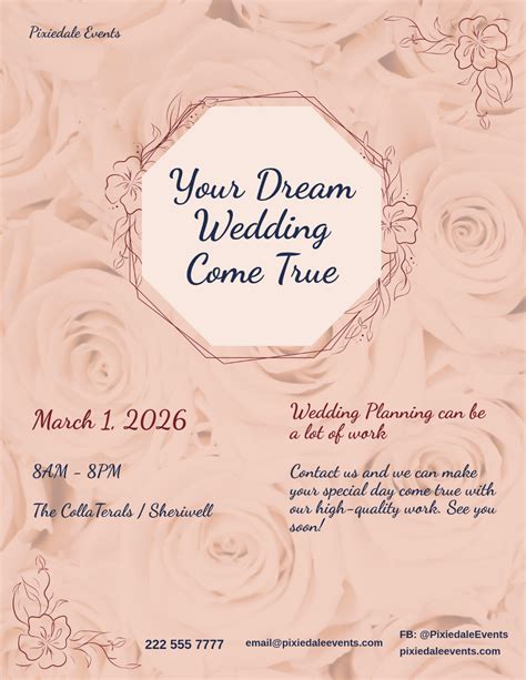 Free Wedding Event Planner Flyer Template to Edit Online