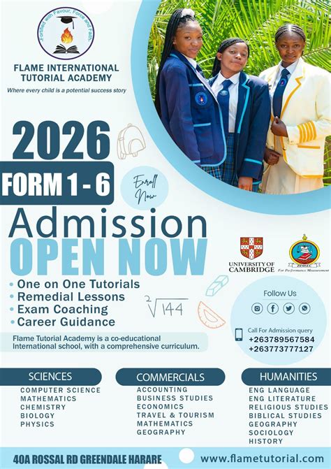 Form One 2026 Entrance Test , 40A Rossal Road Kamfinsa, Greendale ...