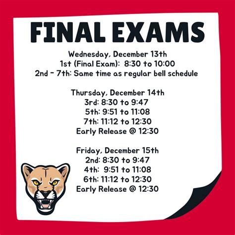 Final Exam Schedule | Kingwood Middle School