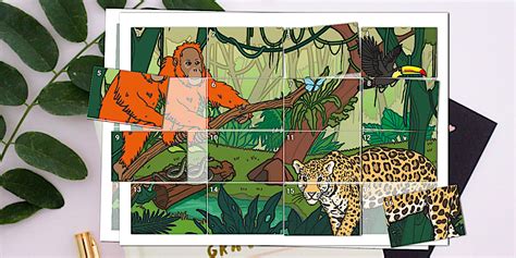 Jungle Animals Sticker Puzzle | World Wildlife Day | Twinkl