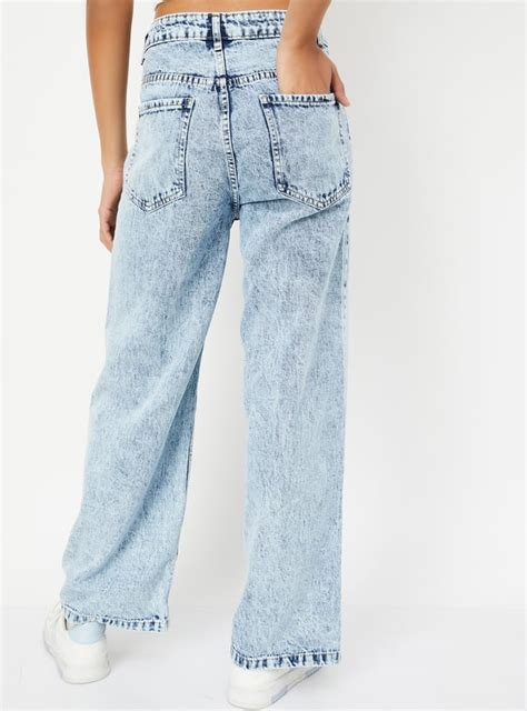 Buy Women Washed Wide Leg Jeans Online at just Rs. 1299.0 ...