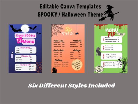 Onlyfans Tip Menu, Six Spooky Themed Tip Menu, Halloween Onlyfans Template, Onlyfans Bundle ...