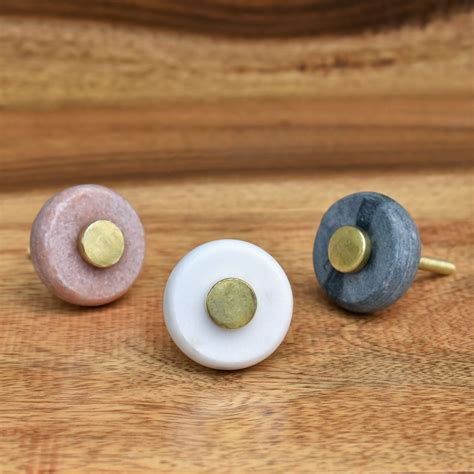 Round Stone Brass Crown Kitchen Cabinet Knob Pull – Spruce and Pop