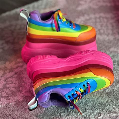 Club Exx / Dolls Kill Living For it Rainbow Platform... - Depop