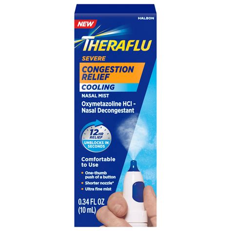 Theraflu Congestion Relief, Cooling, Severe, Nasal Mist (0.34 fl oz ...