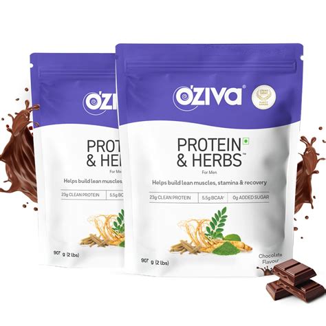 OZiva Protein & Herbs for Men (Chocolate) I Muscle Building, Stamina ...