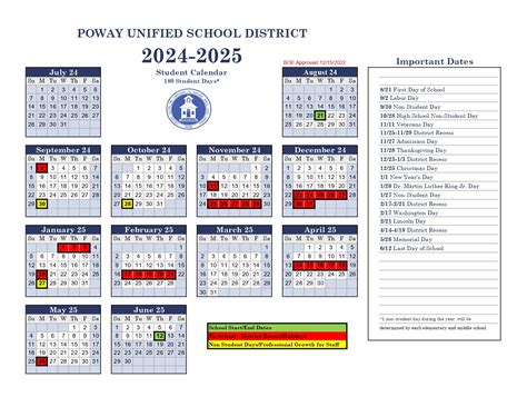 Poway Unified School District Calendar 2024-2025 [PDF]