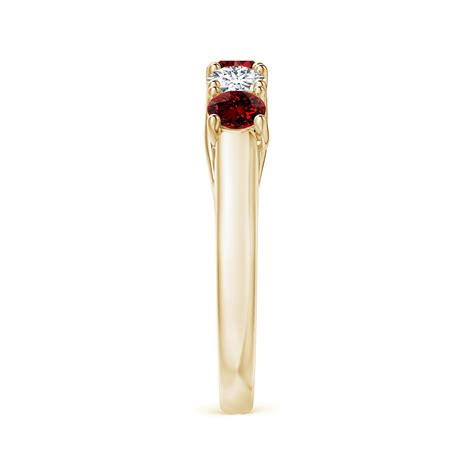 Lab-Grown Half Eternity Five Stone Ruby And Lab Diamond Wedding Ring