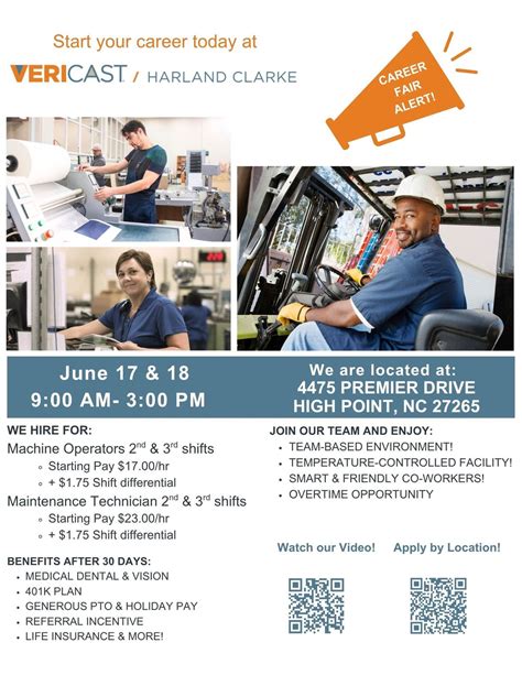 Vericast manufacturing career fair at Harland Clarke, High Point on 18th June, 2025