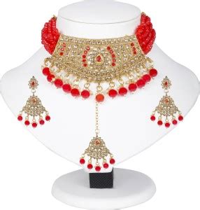 RD IMMITATION Alloy Gold-plated Red, Gold Jewellery Set Price in India ...