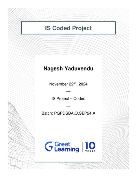 IS Coded Project v1 - data analytics - IS Coded Project Nagesh ...