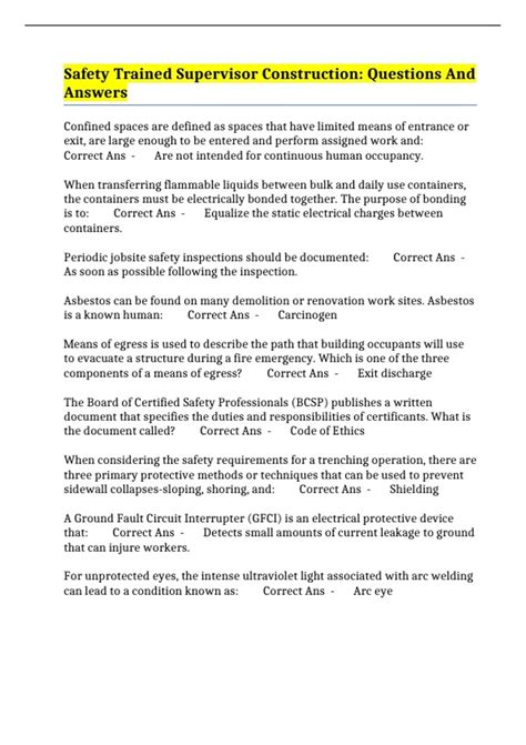 Safety Trained Supervisor Construction: Questions And Answers - STSC ...