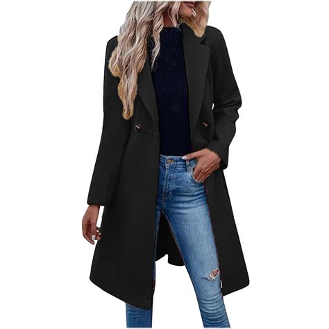 UPPADA Womens Trench Coats Classic Lapel Overcoat with Belt Casual Open ...