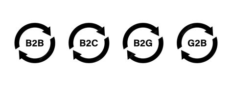 B2b, b2c, b2g, g2b business icons on background. marketing concept ...