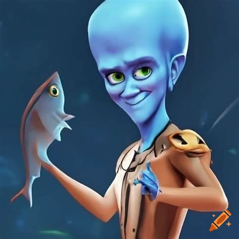 Megamind holding a fish on Craiyon