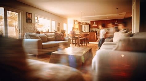 Família interior da casa borrada | imagem Premium gerada com IA