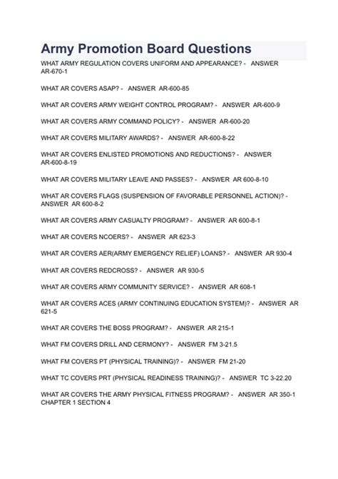 Army Board Questions
