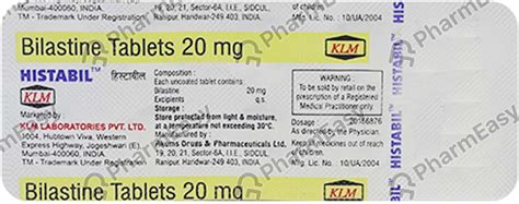 Histabil 20 MG Tablet (10): Uses, Side Effects, Price & Dosage | PharmEasy