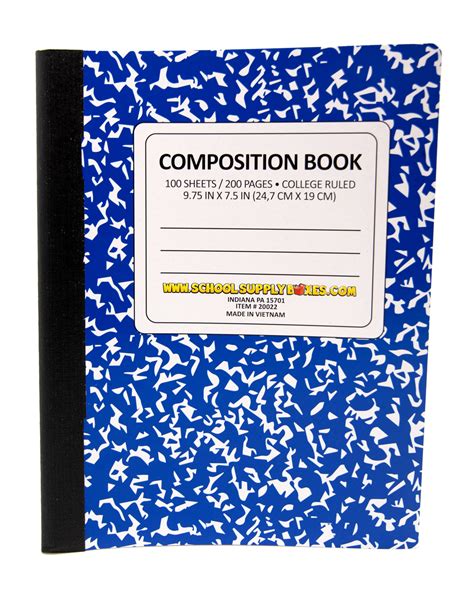 College Ruled 100 Sheet Composition Notebook — School Supply Boxes