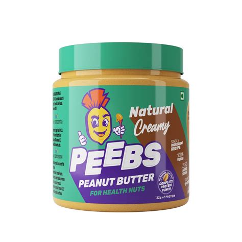 PEEBS Natural Peanut Butter - Creamy, 500 gms | High Protein | NO ...