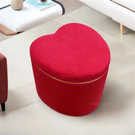 RIBAVARY® Velvet Luxurious Heart Shaped Ottoman Sitting Stool for ...