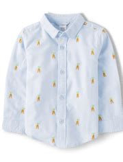 Boys Long Sleeve Schiffli Carrot Woven Button Up Shirt - Spring ...