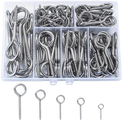 105 Pcs Screw in Eye Hooks, Screw Eye Pins Hooks, Eyelet Screws, Hooks ...