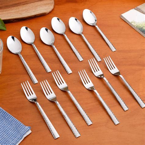 Embossed Stainless Steel Cutlery Set Of 12 Online - Premium Cutlery Set ...
