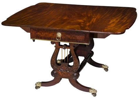 A Mahogany Lyre-Base Pembroke Table, Philadelphia, Labeled Lawrence ...